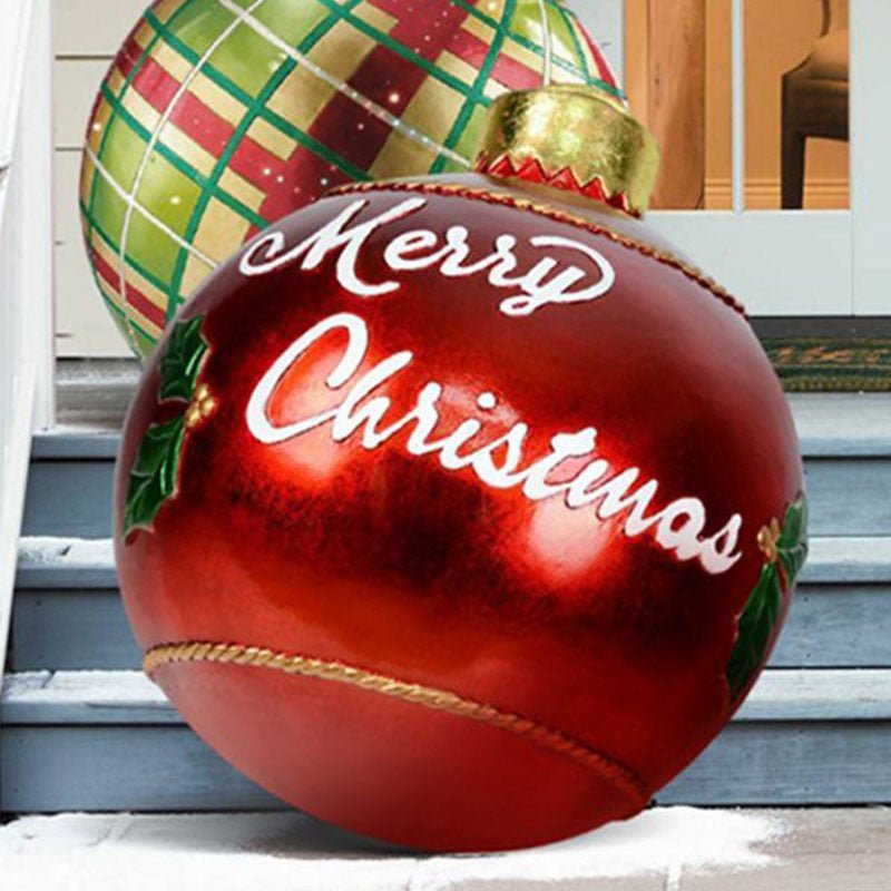 60CM Inflatable Christmas Ornament Ball - Giant Outdoor PVC Decoration for Festive Xmas Trees