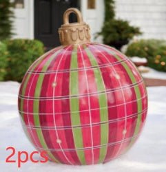 60CM Inflatable Christmas Ornament Ball - Giant Outdoor PVC Decoration for Festive Xmas Trees