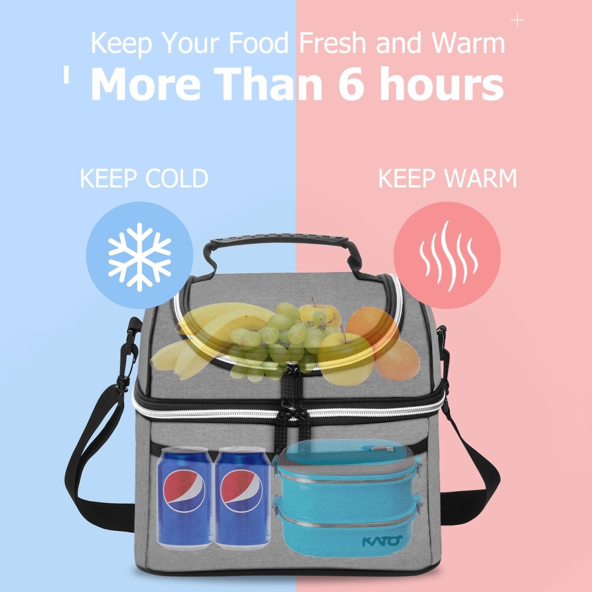 Insulated Lunch Bag – Leakproof Double Decker Thermal Bento Box for Work & Office