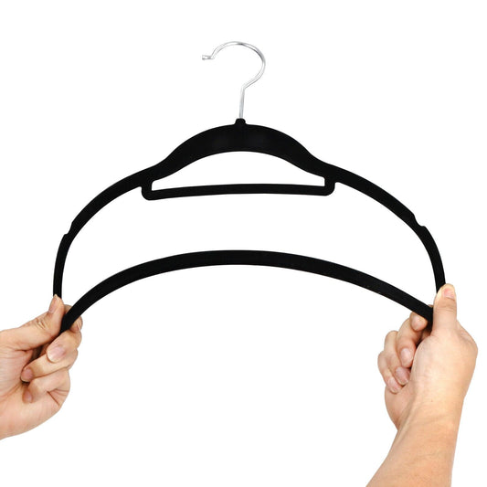 100 Pack Velvet Hangers Flocked Non-Slip Clothes Hangers 360° Swivel Hook Black  ebasketonline