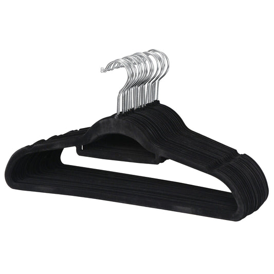 100 Pack Velvet Hangers Flocked Non-Slip Clothes Hangers 360° Swivel Hook Black  ebasketonline