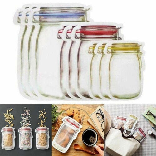 10Pcs Kitchen Fresh Zip lock Bag Reusable Mason Jar Jars superbmall