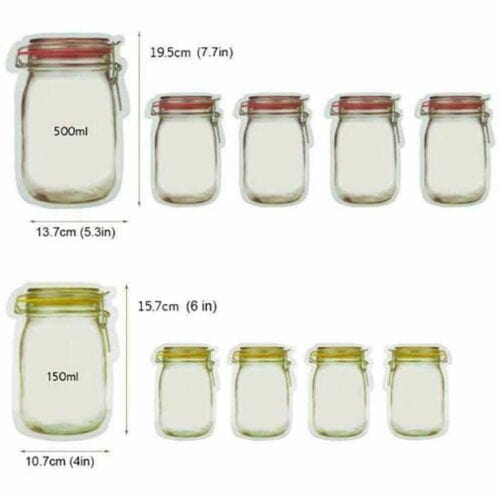 10Pcs Kitchen Fresh Zip lock Bag Reusable Mason Jar Jars superbmall