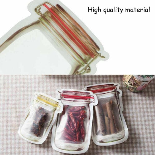 10Pcs Kitchen Fresh Zip lock Bag Reusable Mason Jar Jars superbmall