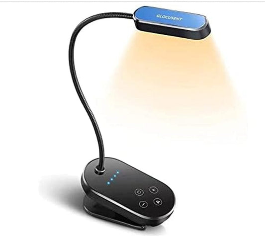 16 LED Mini Book Light for Reading in Bed - Clip on Reading Light, Rechargeable & Long Lasting (80+ Hrs), 3 Colors & 5 Brightness Levels  Amz Black
