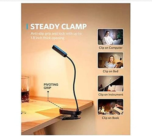 16 LED Mini Book Light for Reading in Bed - Clip on Reading Light, Rechargeable & Long Lasting (80+ Hrs), 3 Colors & 5 Brightness Levels  Amz