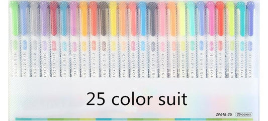 25 Colors Double-Headed Highlighter Pens - Mildliner Fluorescent Art Markers for School & Office Supplies