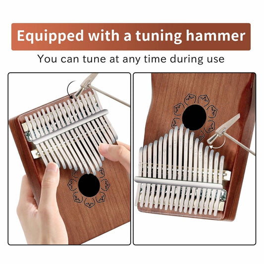17-Key Kalimba Thumb Piano - Mahogany Wood Finger Mbira Keyboard Musical Instrument  ebasketonline