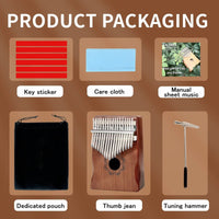 17-Key Kalimba Thumb Piano - Mahogany Wood Finger Mbira Keyboard Musical Instrument  ebasketonline