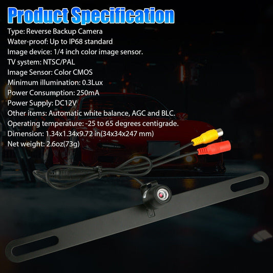 170° HD Car Rear View Camera with Night Vision - Waterproof Backup Reverse Parking Cam  ebasketonline