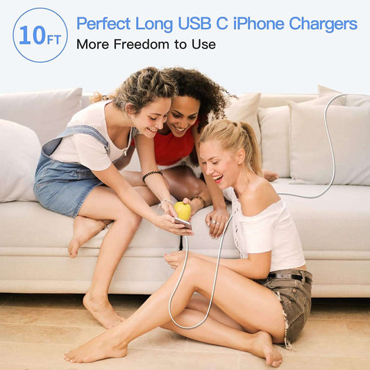 2 Pack PD 20W USB C Charger Block with 10FT Long Type C Lightning Cable  ebasketonline