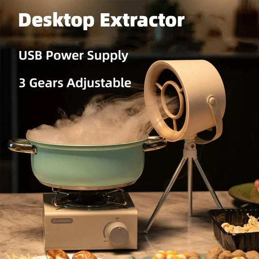 2024 Compact Portable Desktop Exhaust Fan: USB-Charged Mini Kitchen Hood Extractor for Barbecue & Cooking Accessories CJ