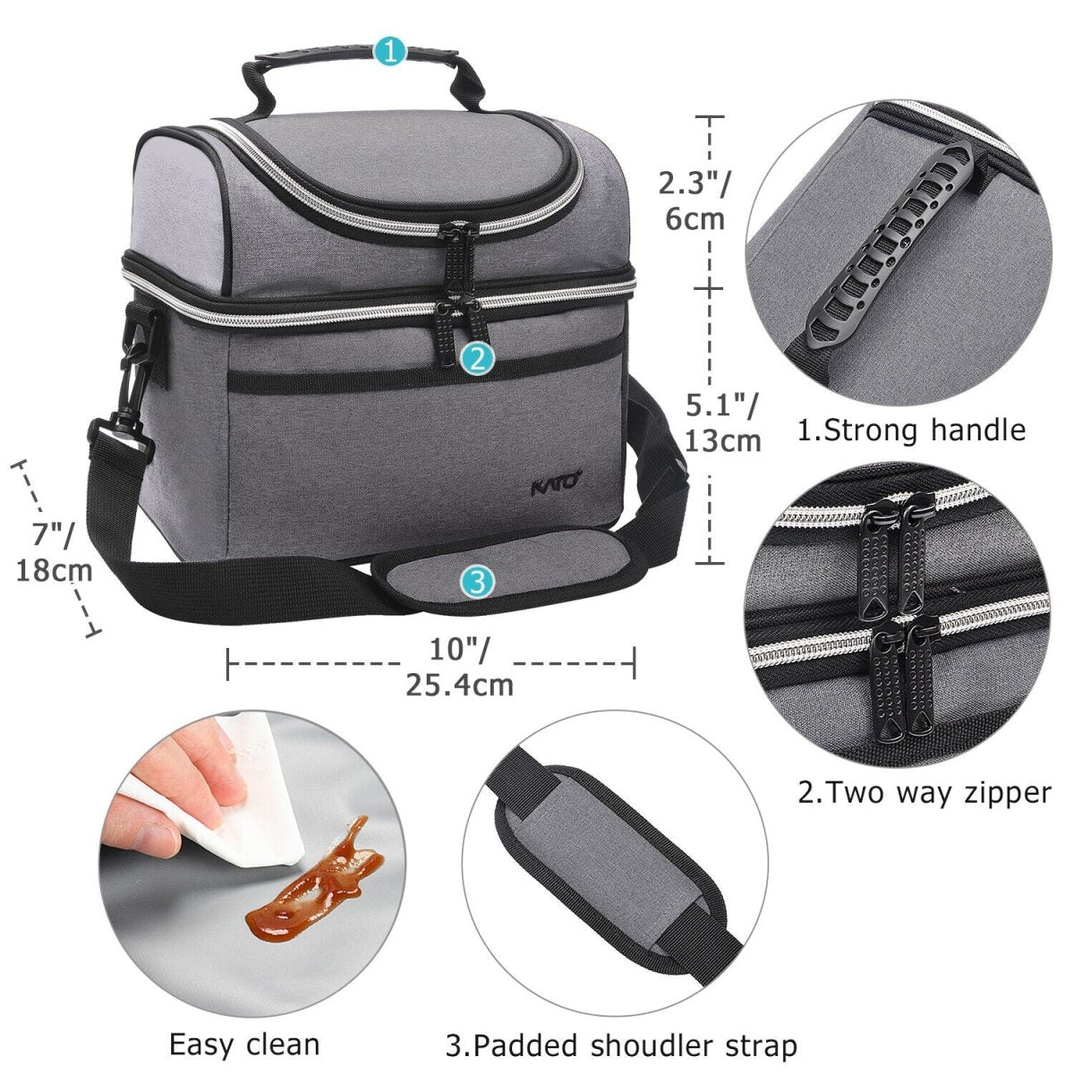 Insulated Lunch Bag – Leakproof Double Decker Thermal Bento Box for Work & Office