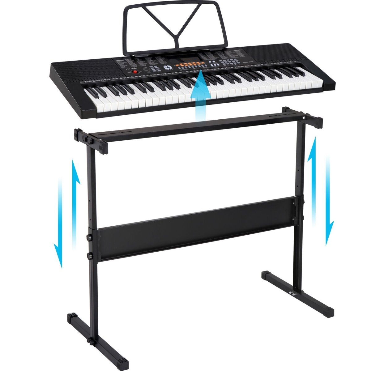61-Key Electronic Keyboard Piano Bundle with Stool, Headphones, Microphone, and Stand