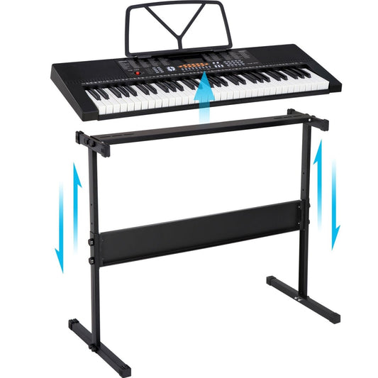 61-Key Electronic Keyboard Piano Bundle with Stool, Headphones, Microphone, and Stand