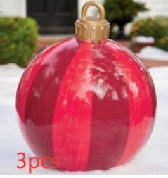 60CM Inflatable Christmas Ornament Ball - Giant Outdoor PVC Decoration for Festive Xmas Trees