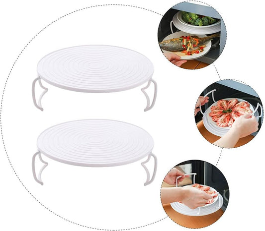 2PCS Microwave Steaming Rack Plate Covers - Plastic Steamer Food Tray Shelf for Oven, Pressure Cooker, and More
