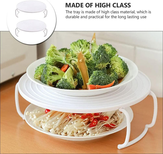 2PCS Microwave Steaming Rack Plate Covers - Plastic Steamer Food Tray Shelf for Oven, Pressure Cooker, and More  AMZ
