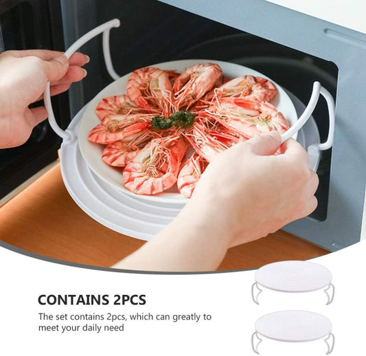 2PCS Microwave Steaming Rack Plate Covers - Plastic Steamer Food Tray Shelf for Oven, Pressure Cooker, and More  AMZ