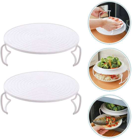2PCS Microwave Steaming Rack Plate Covers - Plastic Steamer Food Tray Shelf for Oven, Pressure Cooker, and More  AMZ