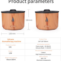 360ML Essential Oil Diffuser: Volcano and Flame Air Diffuser/Humidifier with Red & Blue Light