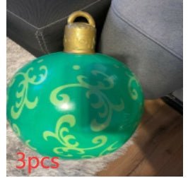60CM Inflatable Christmas Ornament Ball - Giant Outdoor PVC Decoration for Festive Xmas Trees