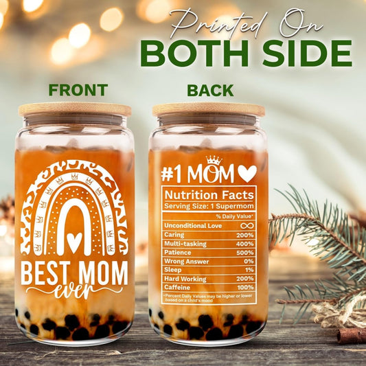 Mother's Day 16oz Can Glass Cup - Perfect Gift for Mom from Daughter, Son