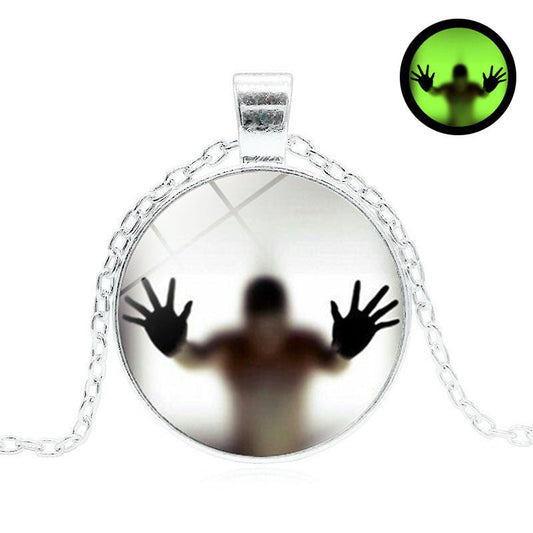 Round Luminous Necklace: Halloween Vintage Clavicle Pendant & Sweater Chain