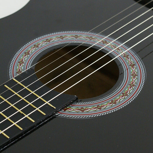 38" Full Size Acoustic Guitar Adult GIGBAG STRAP TUNER Beginner BLACK Child