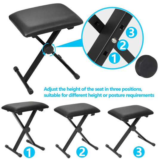61-Key Electronic Keyboard Piano Bundle with Stool, Headphones, Microphone, and Stand