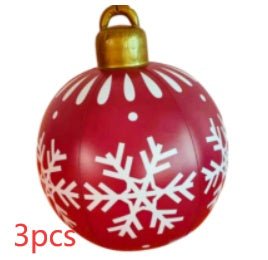 60CM Inflatable Christmas Ornament Ball - Giant Outdoor PVC Decoration for Festive Xmas Trees