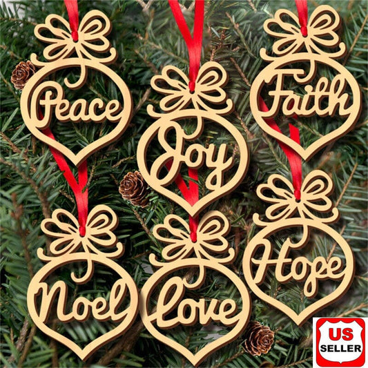 6Pc Wooden Pendant 6 Pcs Christmas Decorations Wooden Ornament Xmas Tree Hanging Pendant Ornament