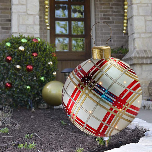60CM Inflatable Christmas Ornament Ball - Giant Outdoor PVC Decoration for Festive Xmas Trees