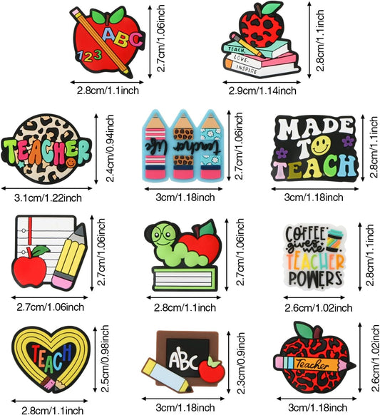 12 PCS Teacher-Themed Silicone Focal Beads for Crafting and Jewelry Making