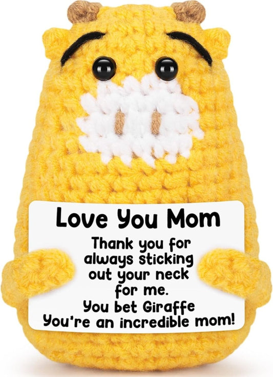 Birthday Gifts for Mom from Daughter or Son – Handmade Crochet Giraffe “Love You Mum”