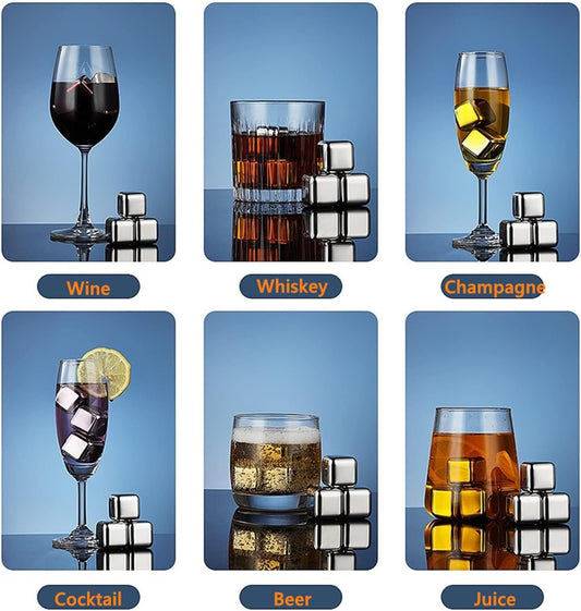 12 Pack Whiskey Gift Set with Reusable Ice Cubes, Tongs, and Storage Box