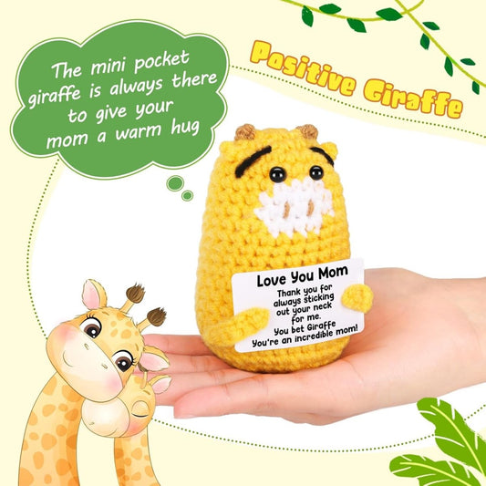 Birthday Gifts for Mom from Daughter or Son – Handmade Crochet Giraffe “Love You Mum”