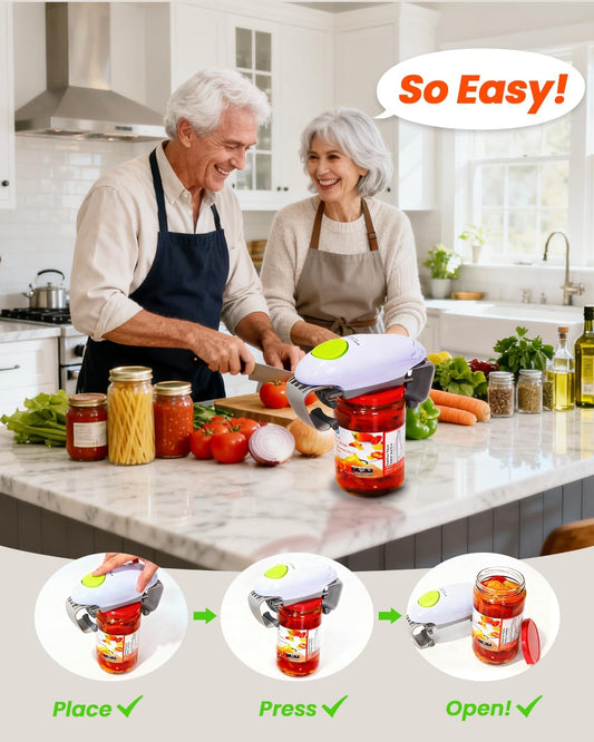 Electric Jar Opener for Seniors, One-Touch Bottle & Lid Opener