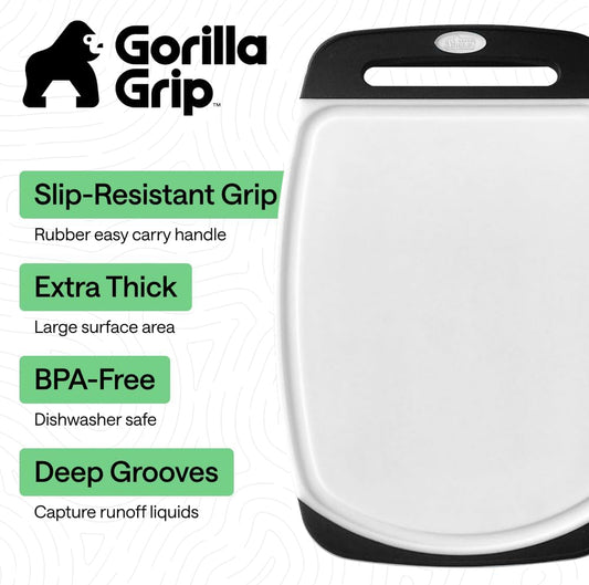 BPA Free Cutting Board Set of 3 – Non Slip Plastic Kitchen Boards with Juice Grooves