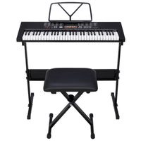 61-Key Electronic Keyboard Piano Bundle with Stool, Headphones, Microphone, and Stand