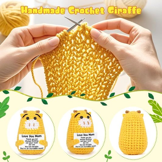 Birthday Gifts for Mom from Daughter or Son – Handmade Crochet Giraffe “Love You Mum”