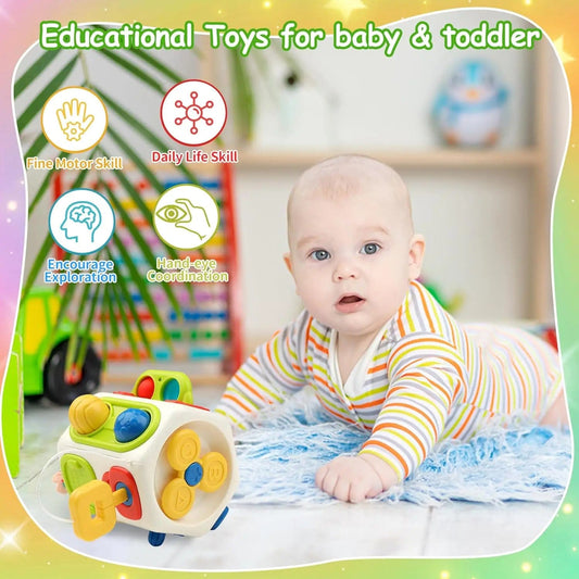 English Color Box 9-in-1 Busy Cube - Montessori Sensory Toys for Babies and Toddlers (1-3 Years Old)