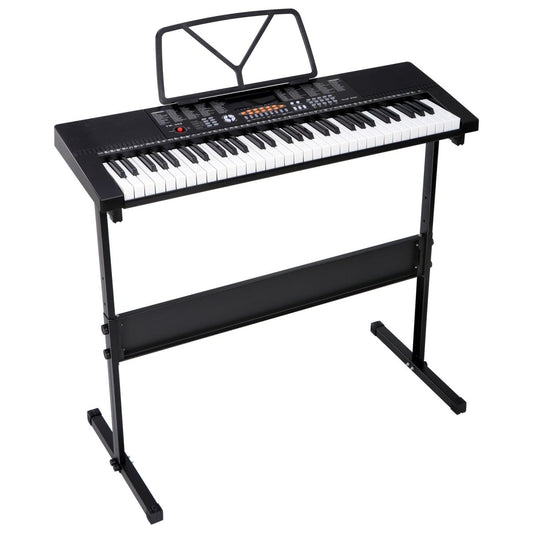 61-Key Electronic Keyboard Piano Bundle with Stool, Headphones, Microphone, and Stand