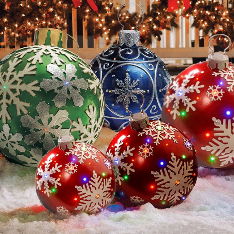 60CM Inflatable Christmas Ornament Ball - Giant Outdoor PVC Decoration for Festive Xmas Trees