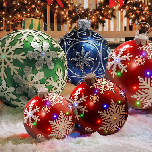 60CM Inflatable Christmas Ornament Ball - Giant Outdoor PVC Decoration for Festive Xmas Trees