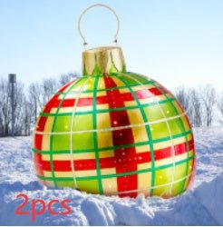 60CM Inflatable Christmas Ornament Ball - Giant Outdoor PVC Decoration for Festive Xmas Trees