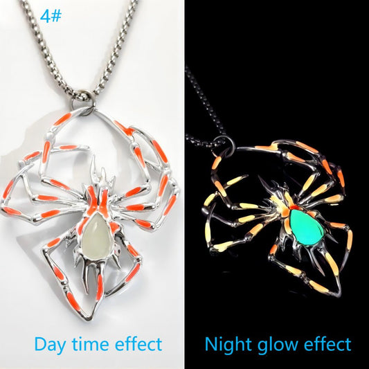 Halloween Glow-in-the-Dark Luminous Spider Necklace – Vintage Fluorescent Jewelry for Men & Women