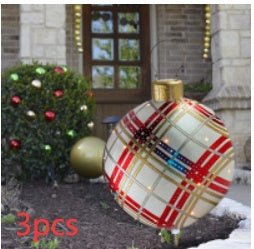 60CM Inflatable Christmas Ornament Ball - Giant Outdoor PVC Decoration for Festive Xmas Trees
