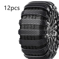 Black 12PCs Automobile Emergency General-purpose Snow Cleat Tire Chain
