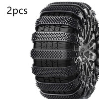 Black 2PCs Automobile Emergency General-purpose Snow Cleat Tire Chain